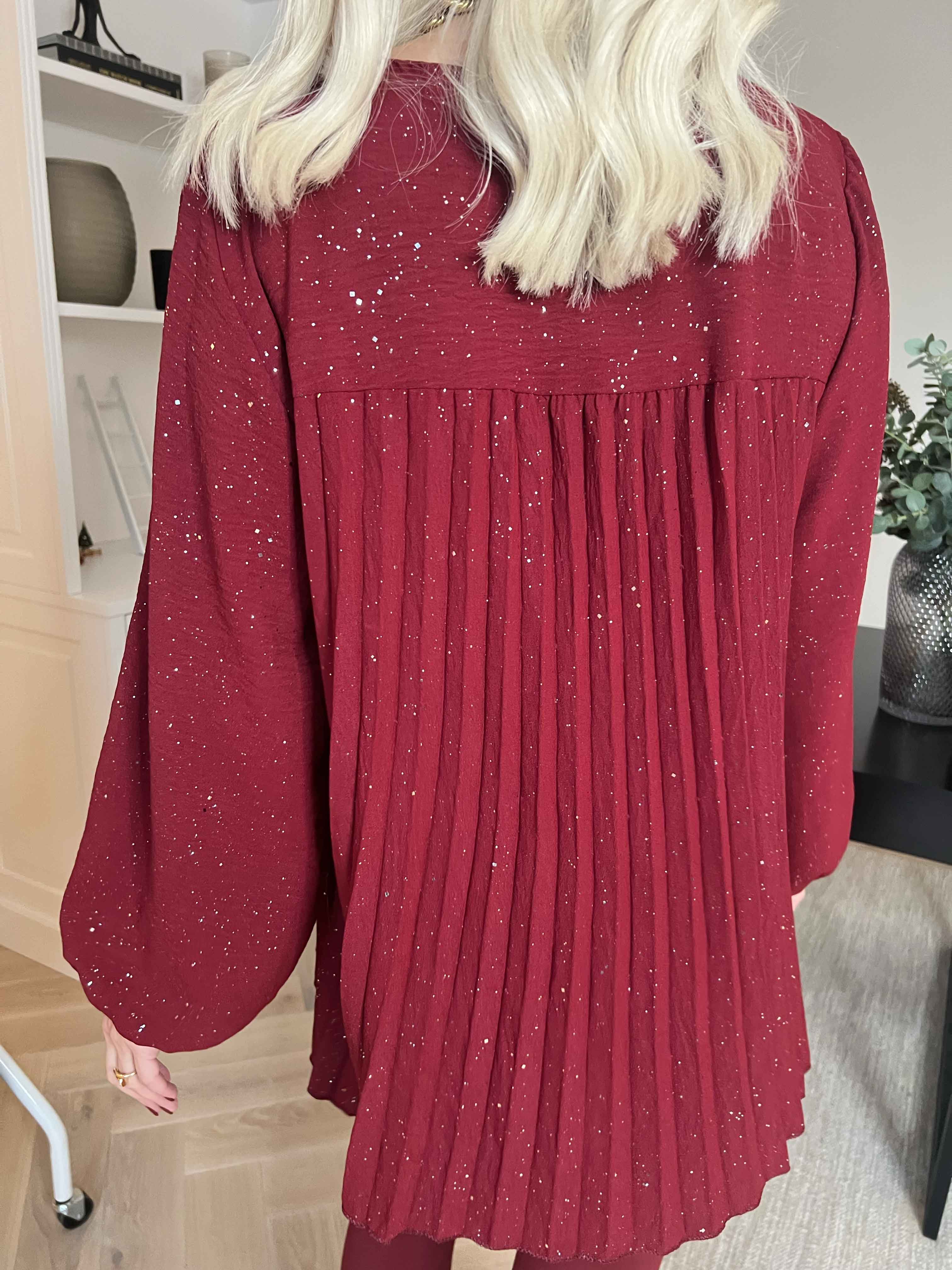 Nancy Glitter Shirt L/S - Plisseret bluse med glitter